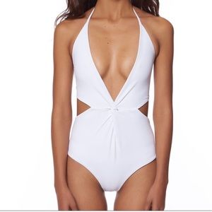 Mara Hoffman White Front Twist One Piece Bathing Suit